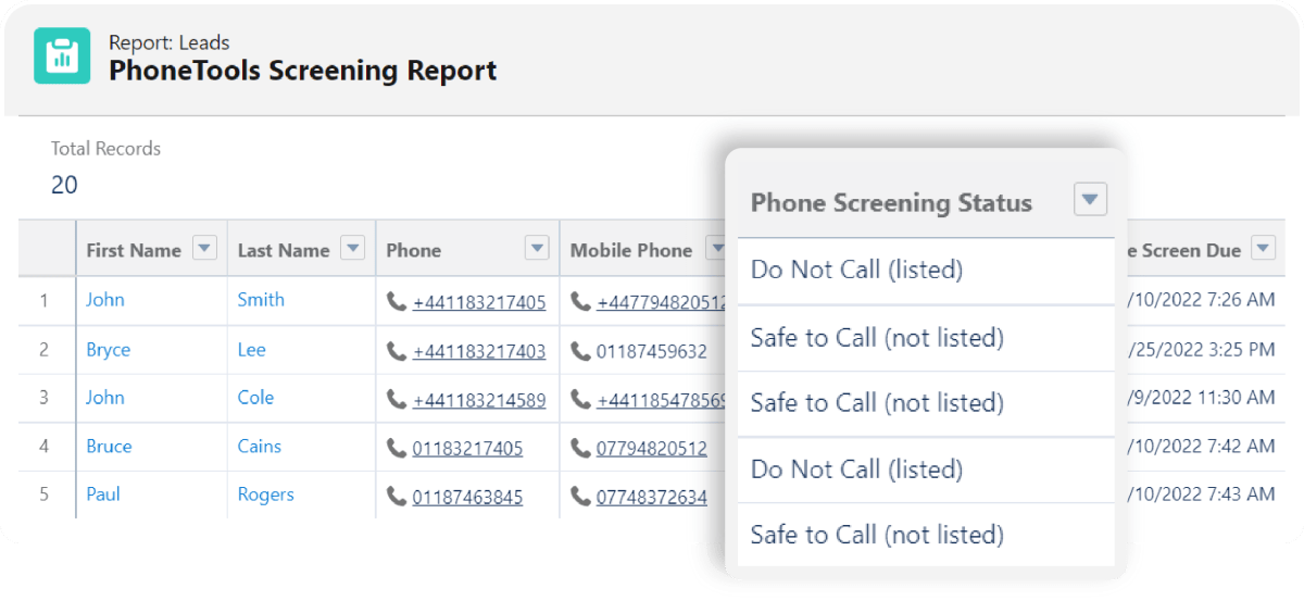 Salesforce TPS & CTPS Screening | PhoneTools by ProvenWorks
