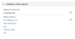 Property Use field showing commercial classification in Salesforce AddressTools