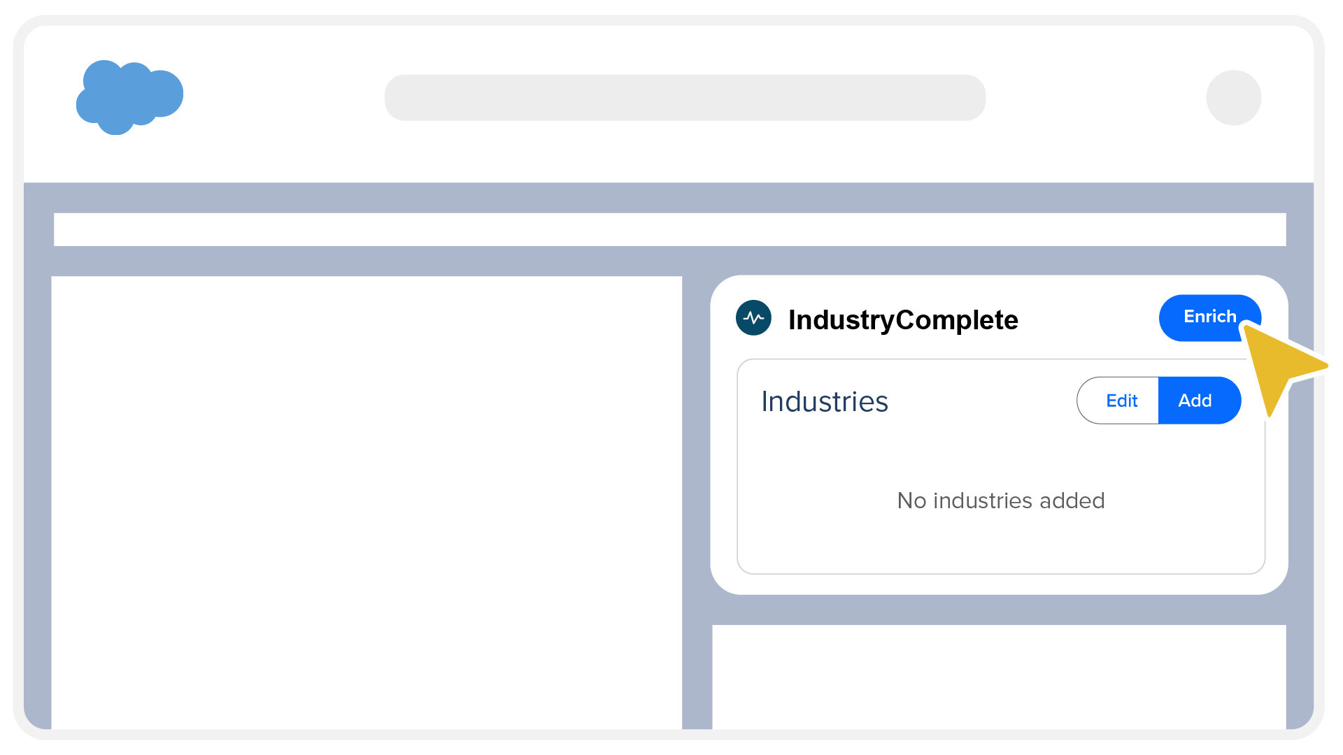 IndustryComplete Lightning component enriching a Salesforce record with industry classification and company description