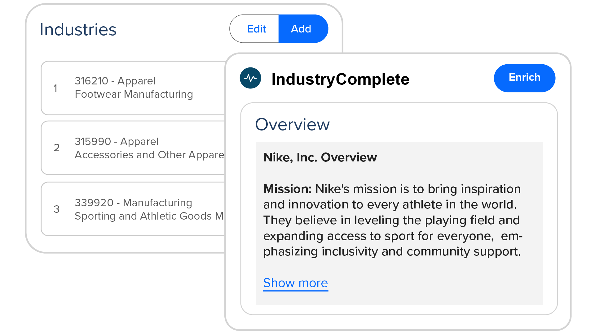 One-click AI industry enrichment for Salesforce Accounts and Leads using NAICS, SIC, and ISIC standards