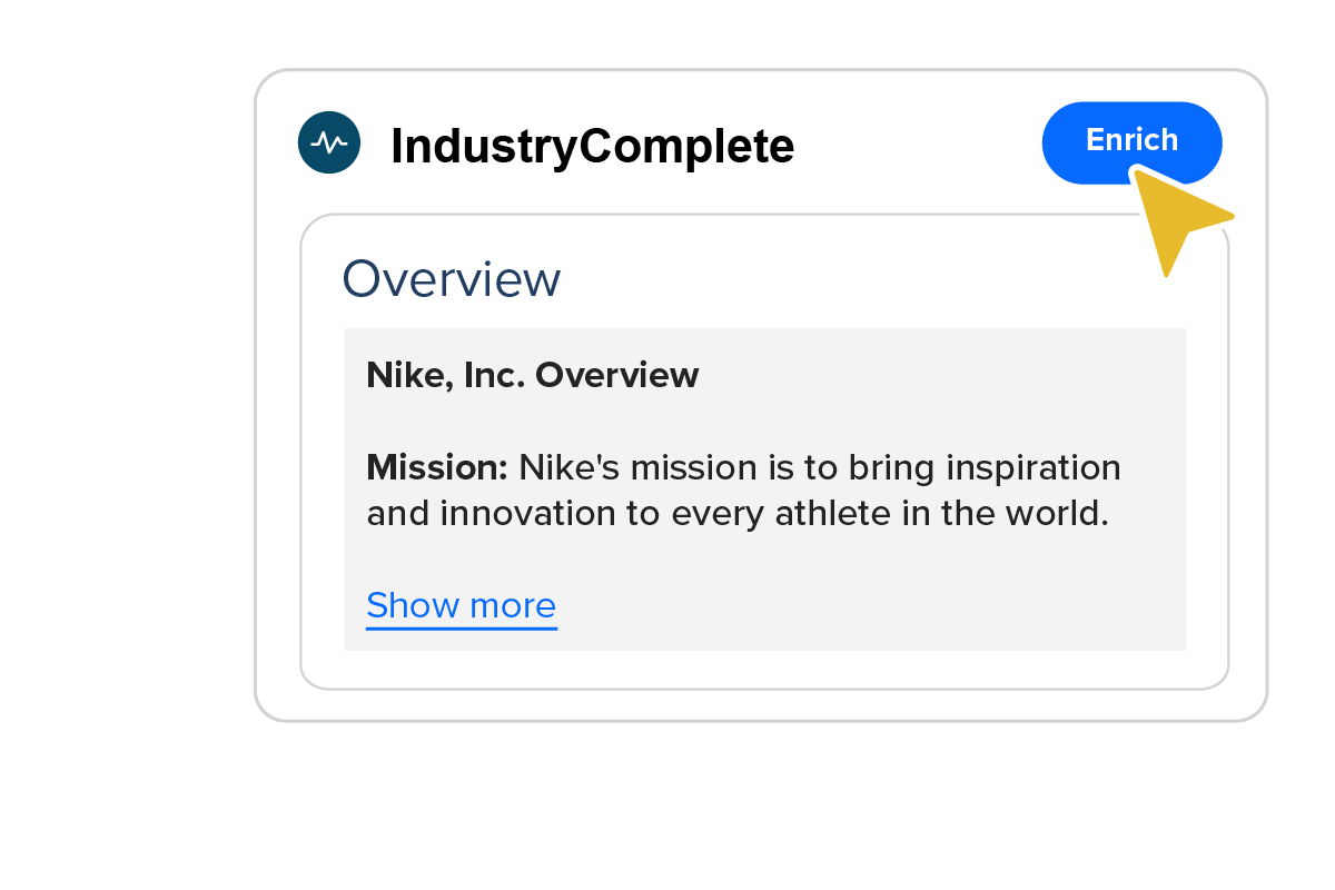 Enriching a lead in Salesforce with IndustryComplete