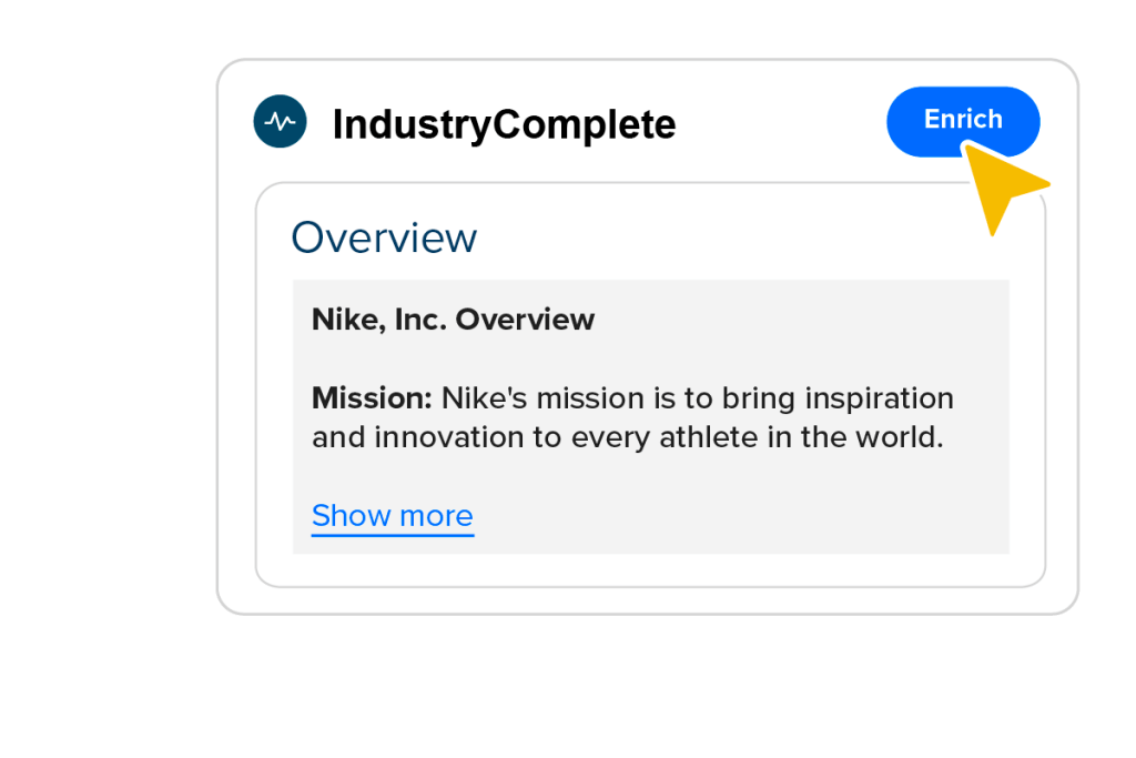 Enriching a lead in Salesforce with IndustryComplete